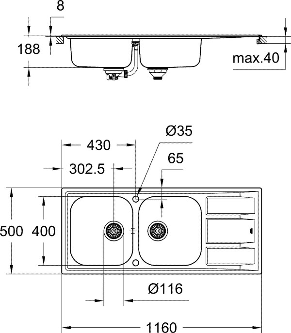 Мойка кухонная Grohe K400 31587SD0