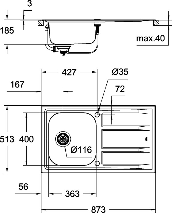 Мойка кухонная Grohe K400+ 31568SD0