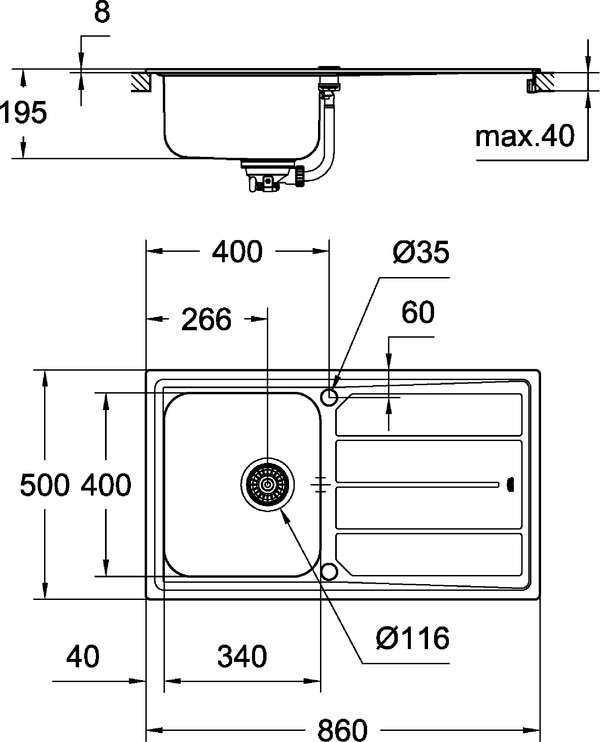 Мойка кухонная Grohe K500 31571SD0