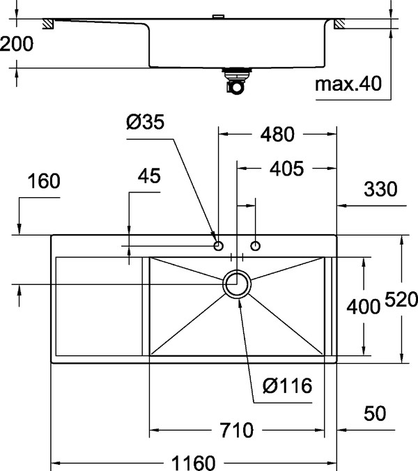 Мойка кухонная Grohe K1000 31582SD0