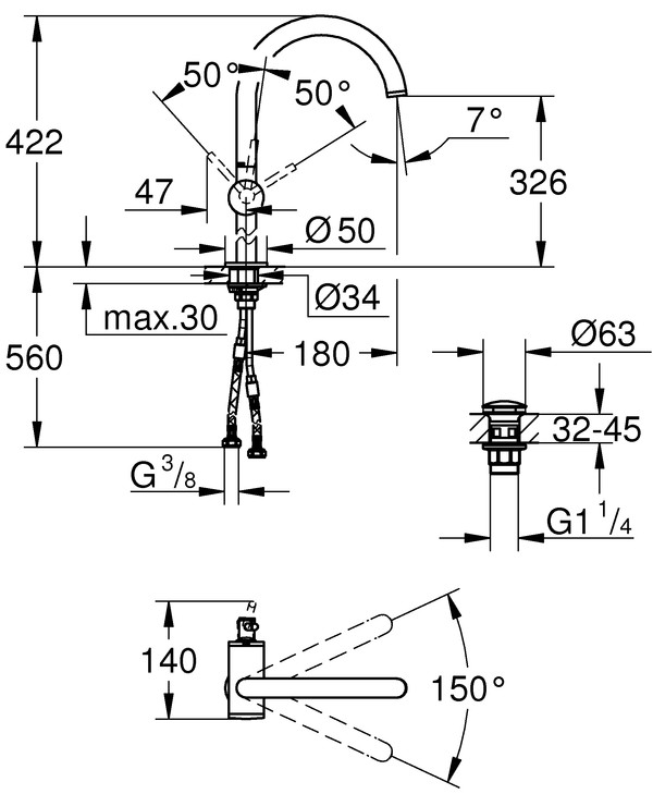 Смеситель Grohe Atrio New 32647003 для раковины