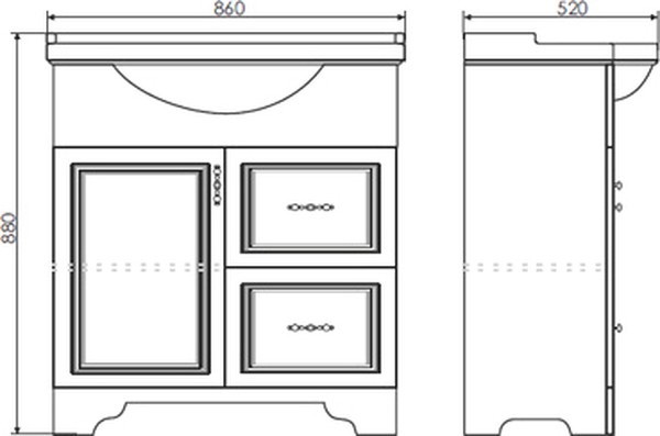 Тумба с раковиной Comforty Севилья 85 слоновая кость