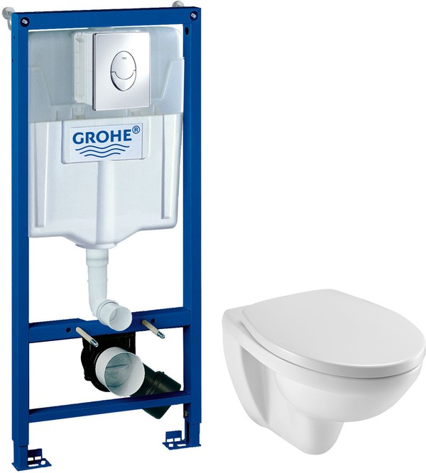 Комплект Инсталляция Grohe Rapid SL 3 в 1 с кнопкой хром + Унитаз Jacob Delafon Patio с микролифтом