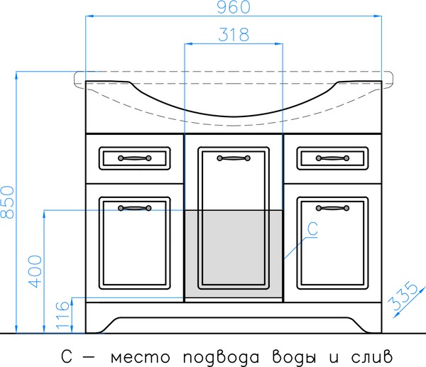 Тумба с раковиной Style Line Олеандр-2 100 Люкс, белая