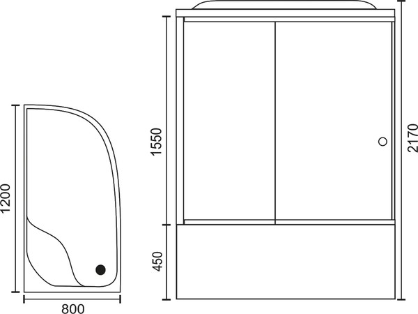 Душевая кабина Royal Bath RB 8120BK3-WT-CH прозрачное 120x80  левая