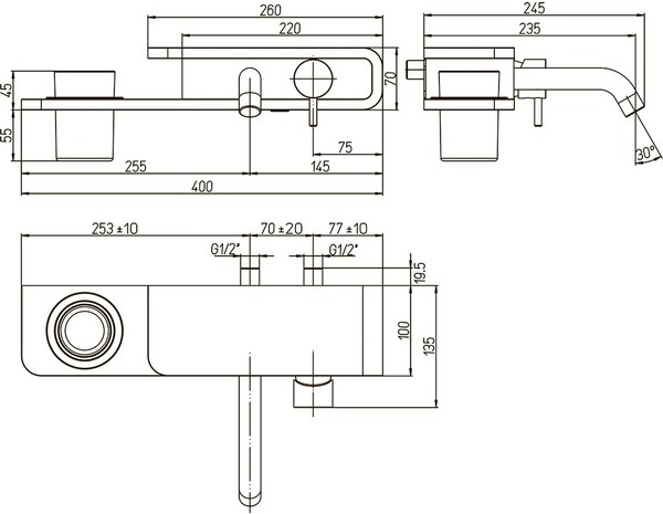 Смеситель Paini PAD PDCR208BO для раковины