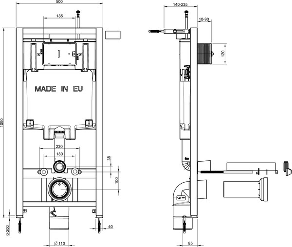 Комплект Jacob Delafon Patio E29025-NF-M16 кнопка белая