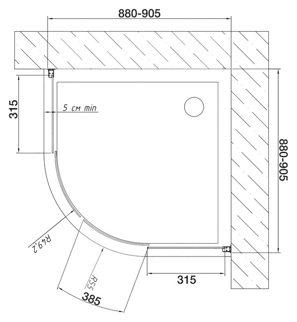 Душевой уголок Vegas Glass ZS 90 09 02 профиль золото, стекло шиншилла