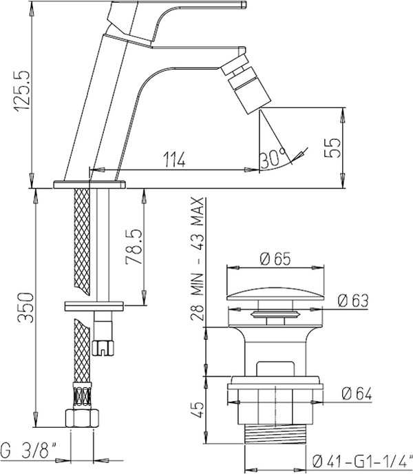 Смеситель Paini Atacama WWCR306TSR для биде