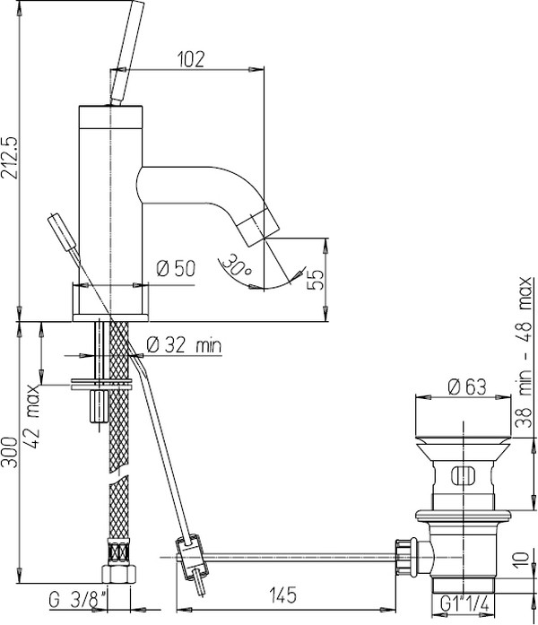 Смеситель Paini Cox 78CR211JO для раковины