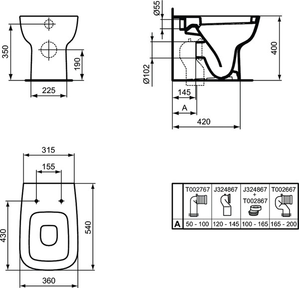 Унитаз приставной Ideal Standard Esedra T281201