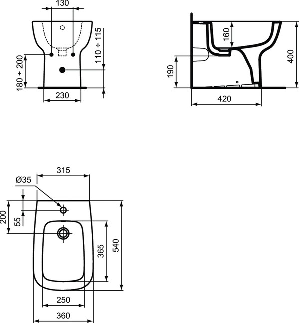 Биде напольное Ideal Standard Esedra T281301