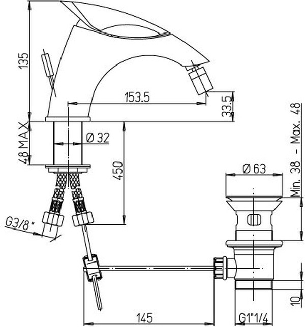 Смеситель Paini F1 F1CR3062SKM для биде