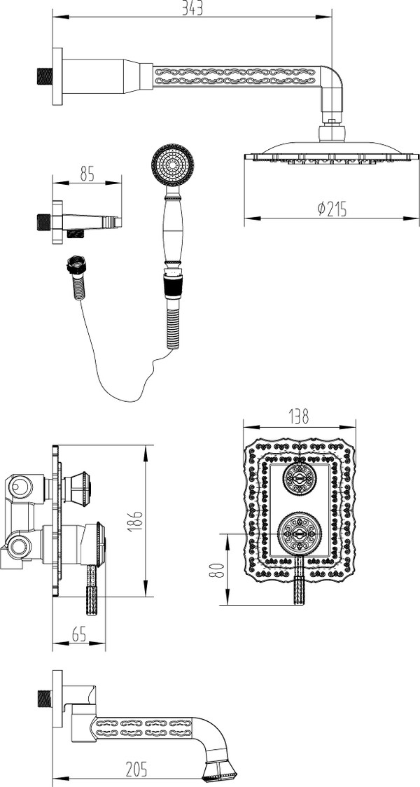 Душевой комплект Lemark Jasmine LM6622B С ВНУТРЕННЕЙ ЧАСТЬЮ