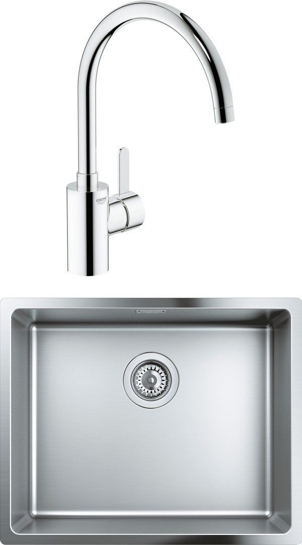 Комплект Мойка кухонная Grohe K700U 31574SD0 + Смеситель Grohe Eurosmart Cosmopolitan 32843000 для кухонной мойки