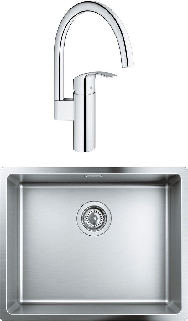 Комплект Мойка кухонная Grohe K700U 31574SD0 + Смеситель Grohe Eurosmart 33202002 для кухонной мойки