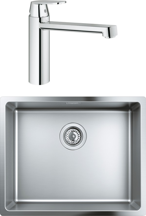 Комплект Мойка кухонная Grohe K700U 31574SD0 + Смеситель Grohe Eurosmart Cosmopolitan 30193000 для кухонной мойки