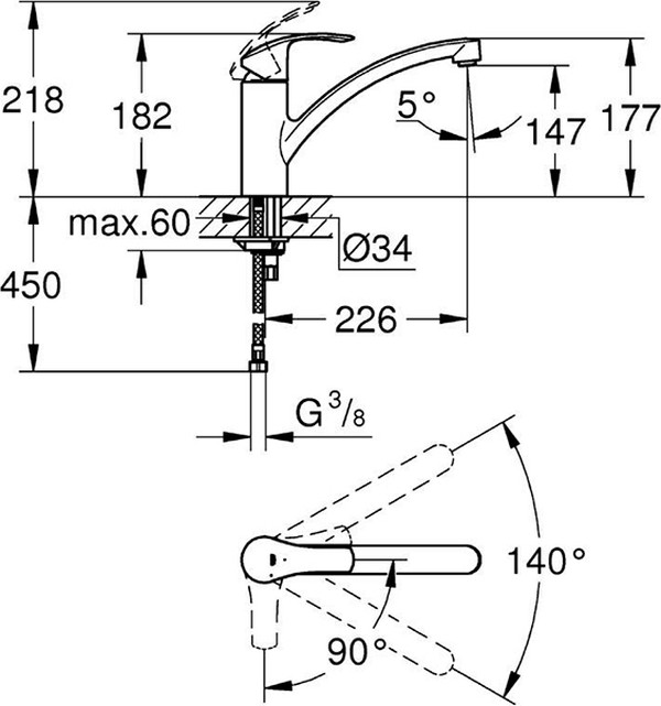 Комплект Мойка кухонная Grohe K700U 31574SD0 + Смеситель Grohe Eurosmart 30260002 для кухонной мойки