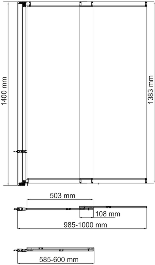 Шторка на ванну раздвижная Wasserkraft Main 41S02-100 WasserSchutz