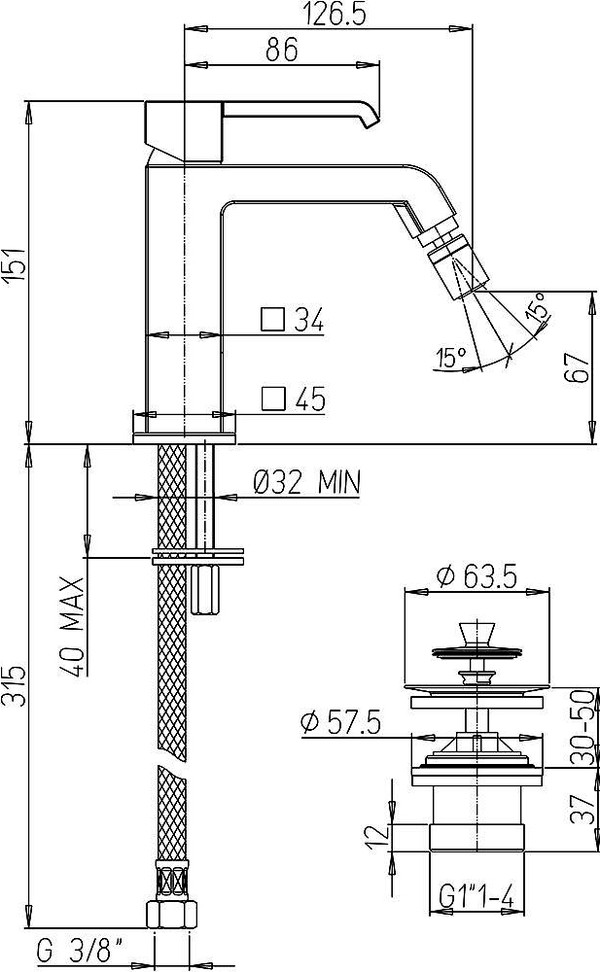 Смеситель Paini Q 19CR306ESR для биде