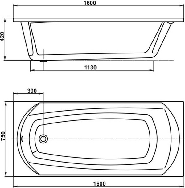 Акриловая ванна Vagnerplast Ebony 160 см, ультра белый