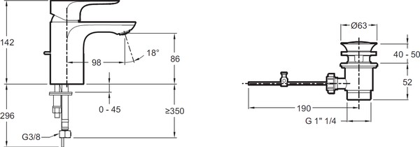 Смеситель Jacob Delafon Aleo E72275-4-CP для раковины