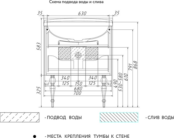 Тумба с раковиной Aima Design Pearl 70 white