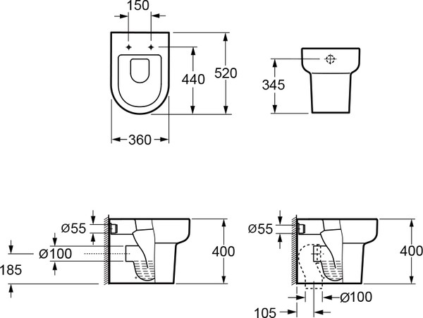 Унитаз приставной Grossman Elegance GR-PR3015