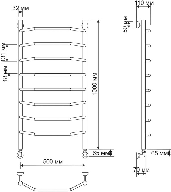 Полотенцесушитель водяной Secado Агата 1 50x100