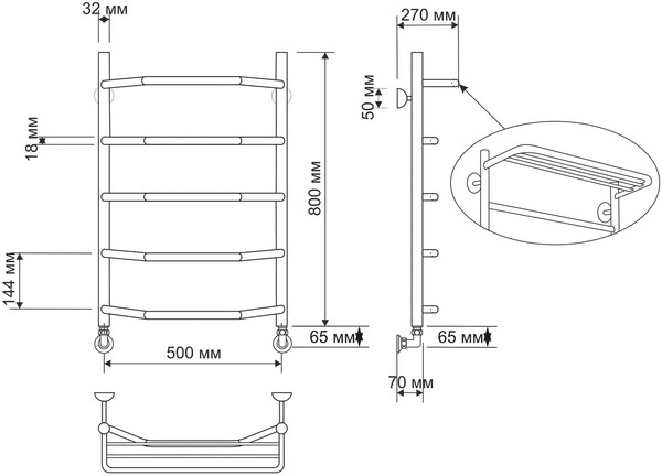 Полотенцесушитель водяной Secado Агата 3 50x80