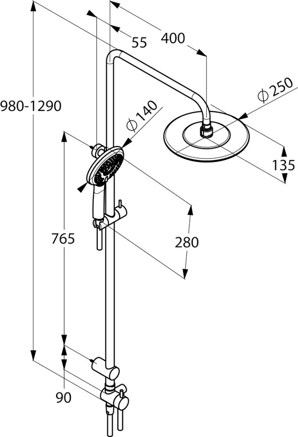 Душевая стойка Kludi Freshline dual shower system 6709005-00