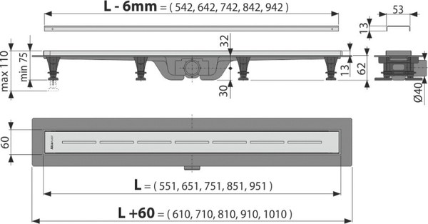 Душевой лоток AlcaPlast APZ18 550M