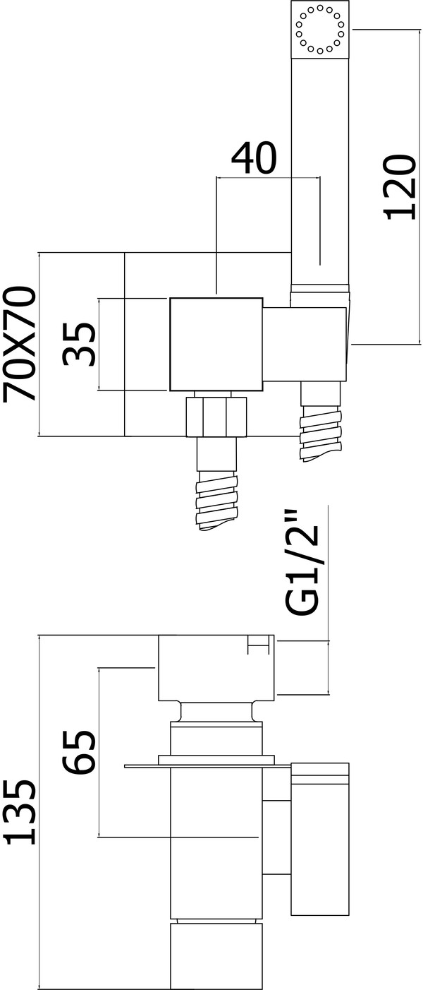 Гигиенический душ Paffoni Tweet Square ZDUP112CR со смесителем, С В НУТРЕННЕЙ ЧАСТЬЮ