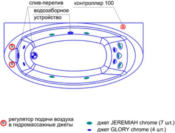 Акриловая ванна Radomir Неаполи Лечебный Chrome 180x85