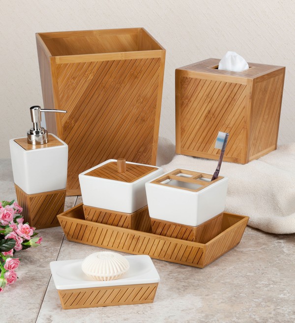 Мусорное ведро Creative Bath Spa Bamboo SBM54BR коричневое, 5 л