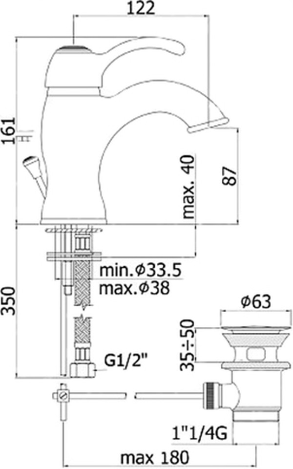 Смеситель Paffoni Giorgia GI075GF для раковины