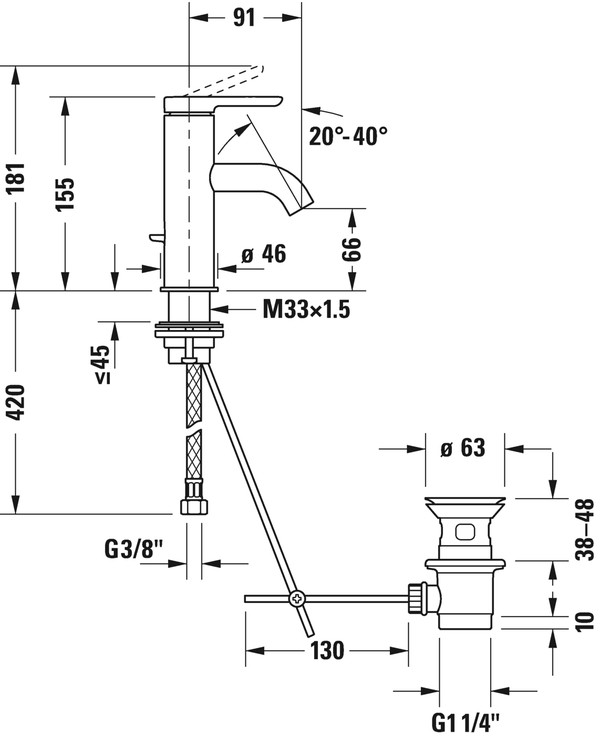 Смеситель Duravit C.1 C11010001010 для раковины