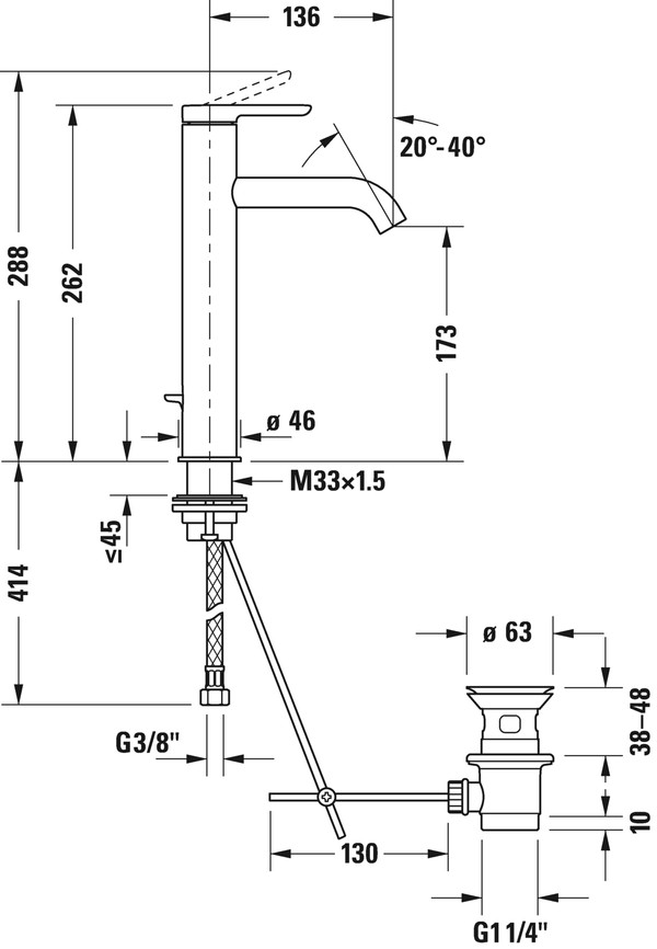 Смеситель Duravit C.1 C11030001010 для раковины