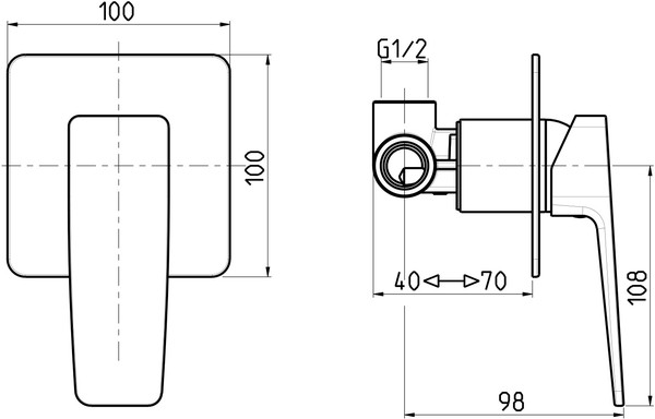 Смеситель M&Z New Geometry NGM02700 С ВНУТРЕННЕЙ ЧАСТЬЮ, для душа