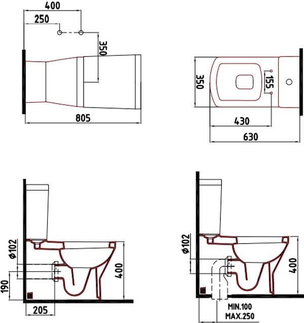 Унитаз-компакт Bien Neptun NPKD06301VE0W5SZ0 со встроенным смесителем