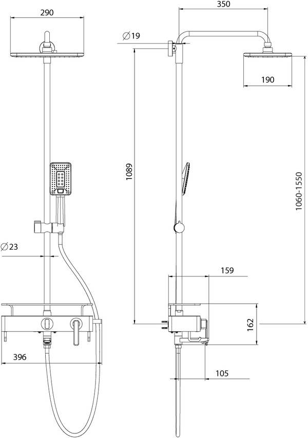 Душевая стойка Lemark Mista LM6462WG