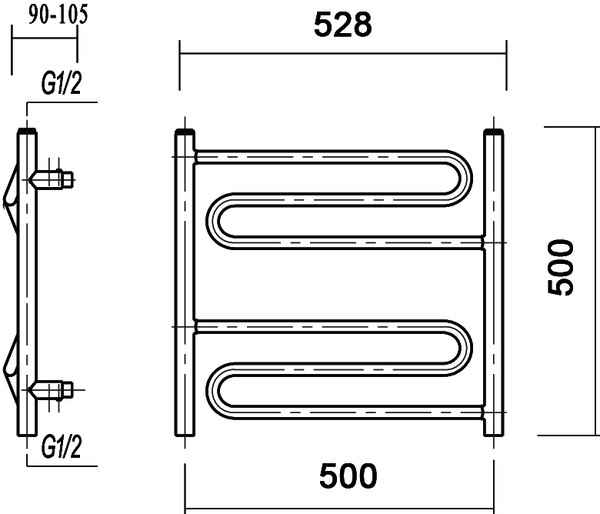 Полотенцесушитель водяной Domoterm Офелия П6 50x50, хром