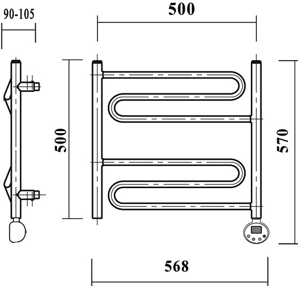 Полотенцесушитель электрический Domoterm Офелия П6 50x50, хром, R