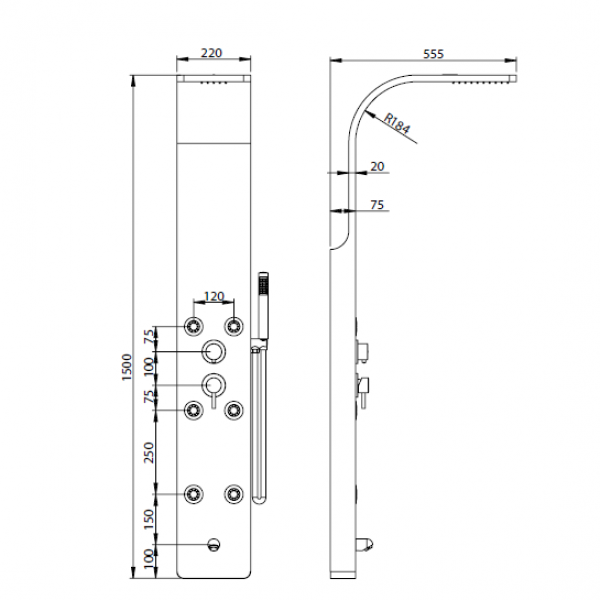 Душевая панель RGW Shower Panels SP-03 матовый хром