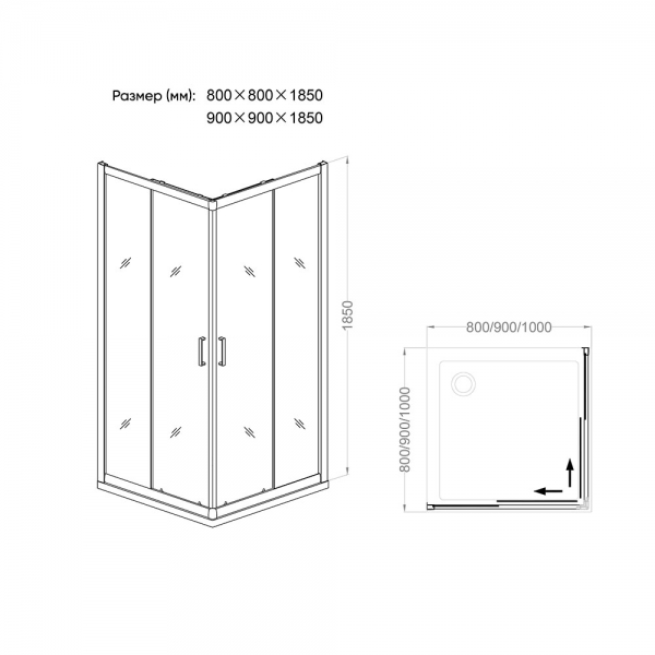 Душевой уголок Veconi RV-11 100х100 Pear