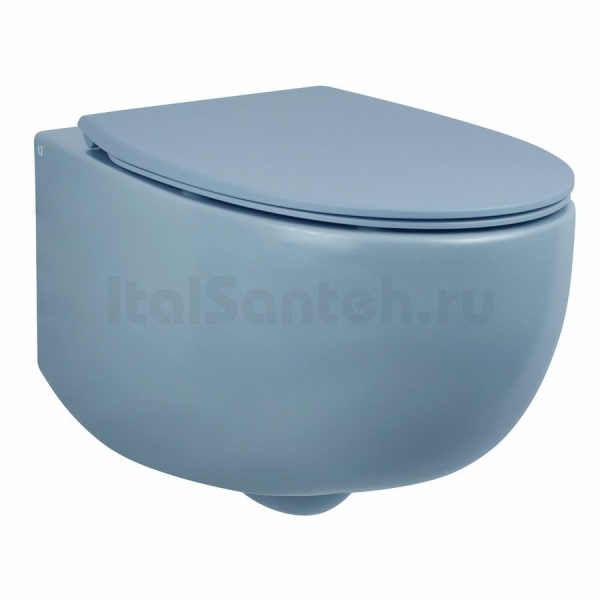 Унитаз подвесной безободковый AeT DOT 2.0 WC пастельно - синий матовый S555T0R0V6141 с сиденьем микролифт