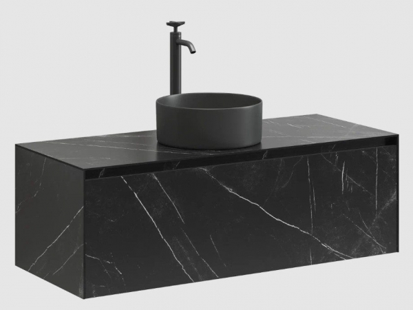 Тумба подвесная с раковиной SANCOS Stone из керамогранита 1200х400х495, керамогранит Nero Marquina, арт. ST120NM