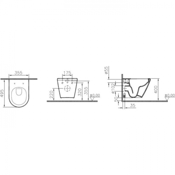 Унитаз подвесной VitrA Integra 7040B003-0075 безободковый с сиденьем микролифт