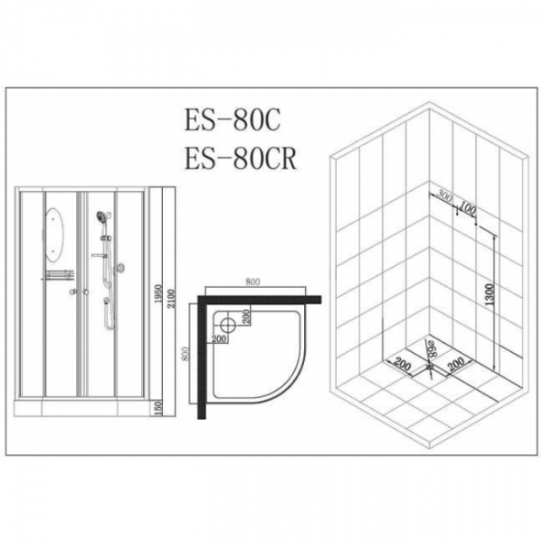 Душевая кабина Esbano ES-80C без крыши