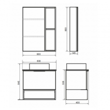 Тумба с раковиной Comforty Штутгарт-60 дуб тёмно-коричневый 00-00001698 с черной столешницей